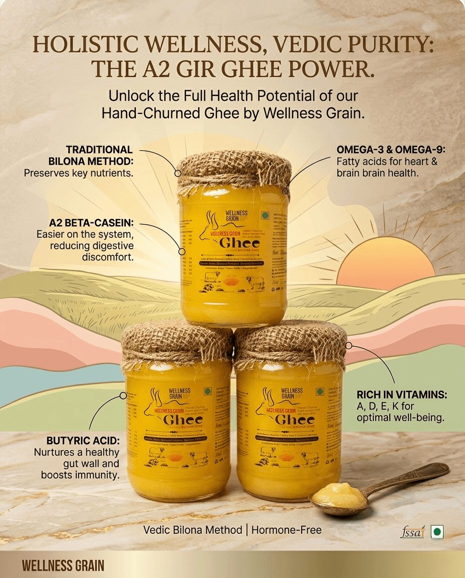 Wellness Grain A2 ghee travel-friendly stacked jars