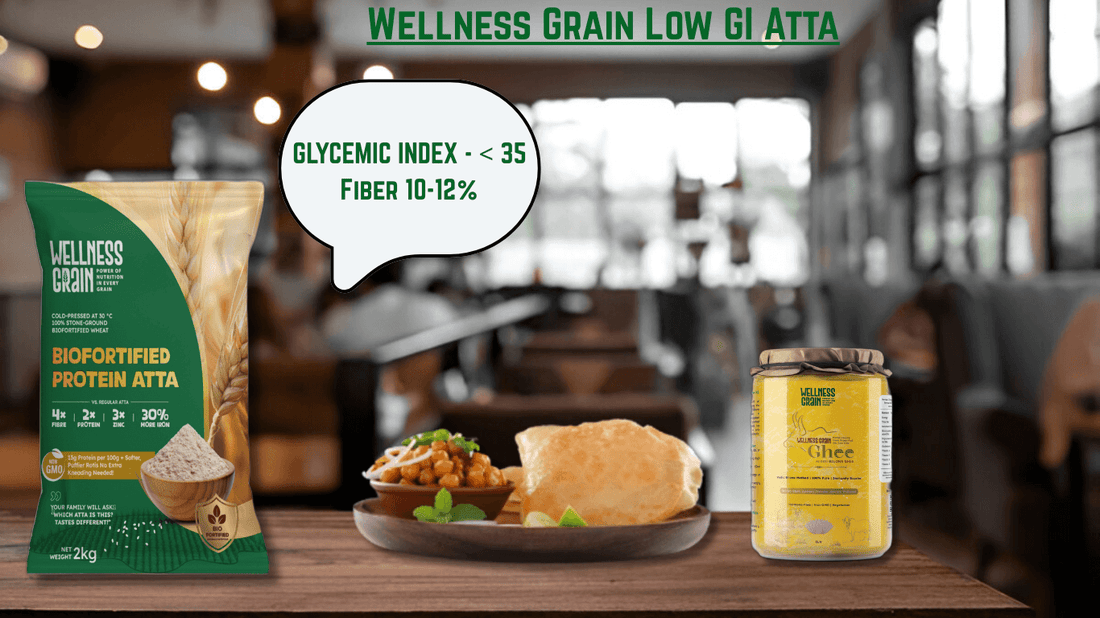 Low GI atta used for diabetes friendly Indian meals  Healthy rotis made from low glycemic index wheat atta  Atta suitable for blood sugar management and daily nutrition