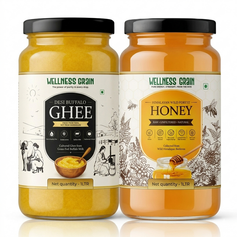 A2 Buffalo Bilona Ghee & Untamed Wild Forest Honey Combo