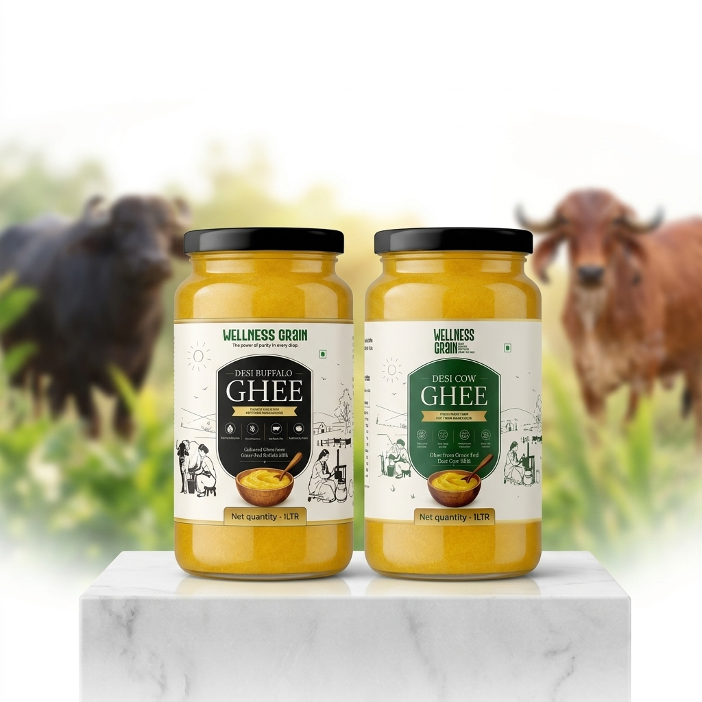 Pure A2 Desi Cow Ghee & A2 Buffalo Ghee - Complete Indian Kitchen Combo
