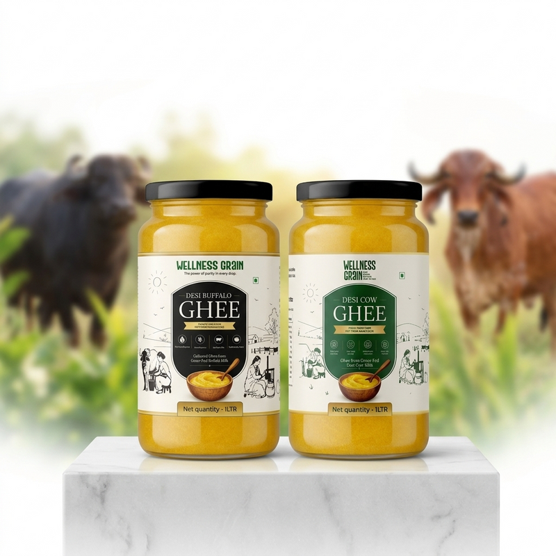 Pure A2 Desi Cow Ghee & A2 Buffalo Ghee - Complete Indian Kitchen Combo