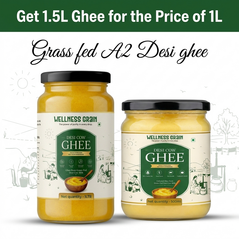 A2 Gir Cow Desi Ghee (1L) + Get 500ml FREE
