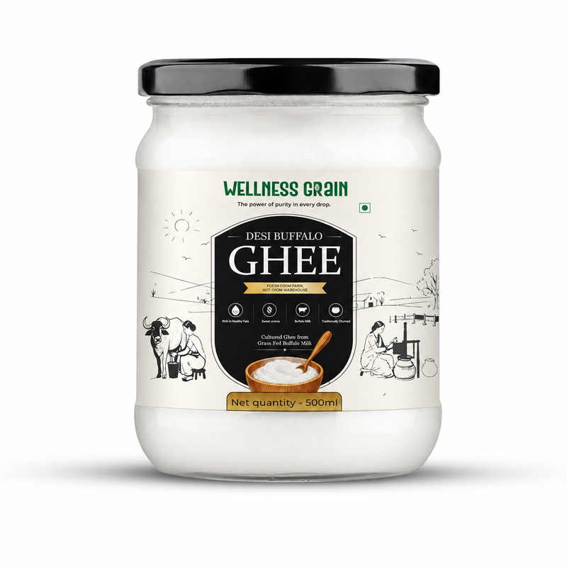 A2 Desi Buffalo Ghee (.5L) – Cultured, Creamy & Traditionally Churned