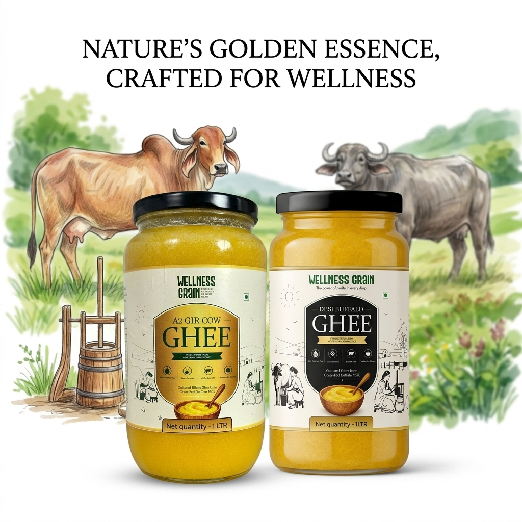 Pure A2 Gir Cow Bilona Ghee & A2 Buffalo Ghee - Combo