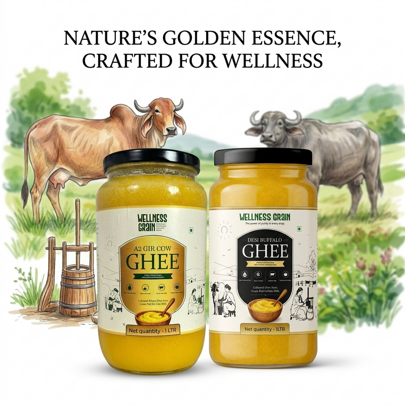 Pure A2 Gir Cow Bilona Ghee & A2 Buffalo Ghee - Combo