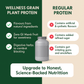 Nutrition information of plant protein powder showing protein, BCAAs and zero added sugar