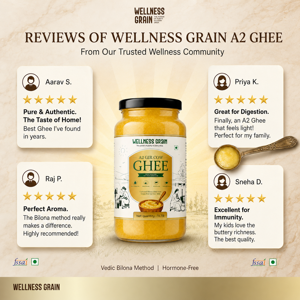 A2 Gir Cow Bilona Ghee Fresh Batch | Lab Tested | Grass Fed