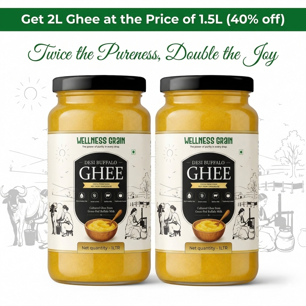 A2 Buffalo Bilona Ghee (2L Family Pack) | Pay for 1.5L, Get 2L