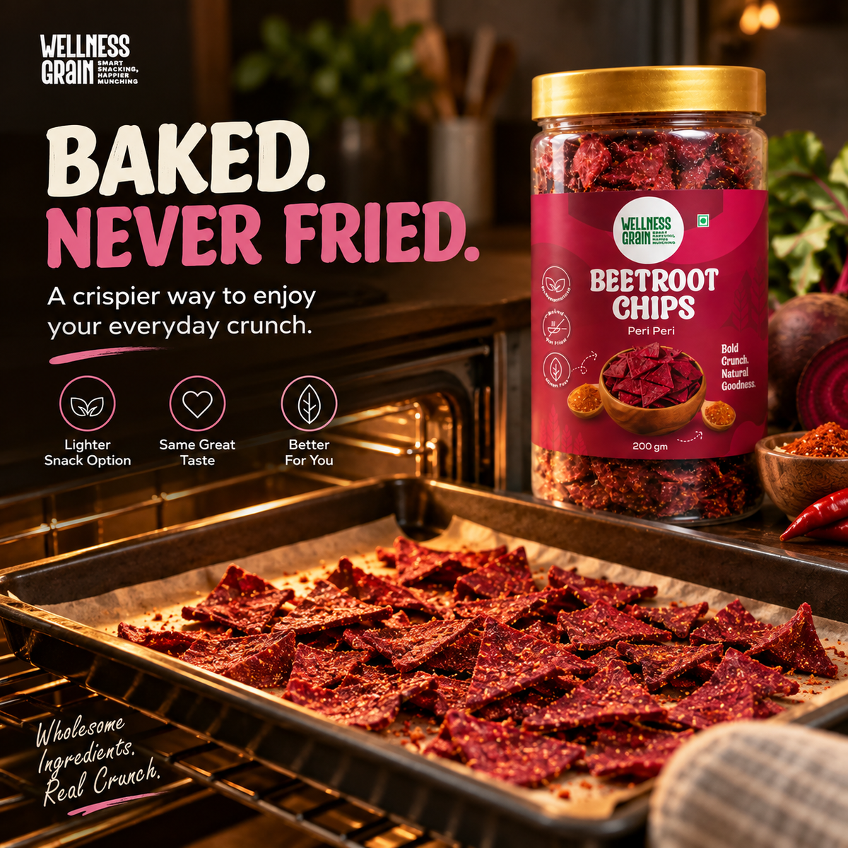 Beetroot Chips – Peri Peri | Baked, Gluten-Free & High-Fibre Snack
