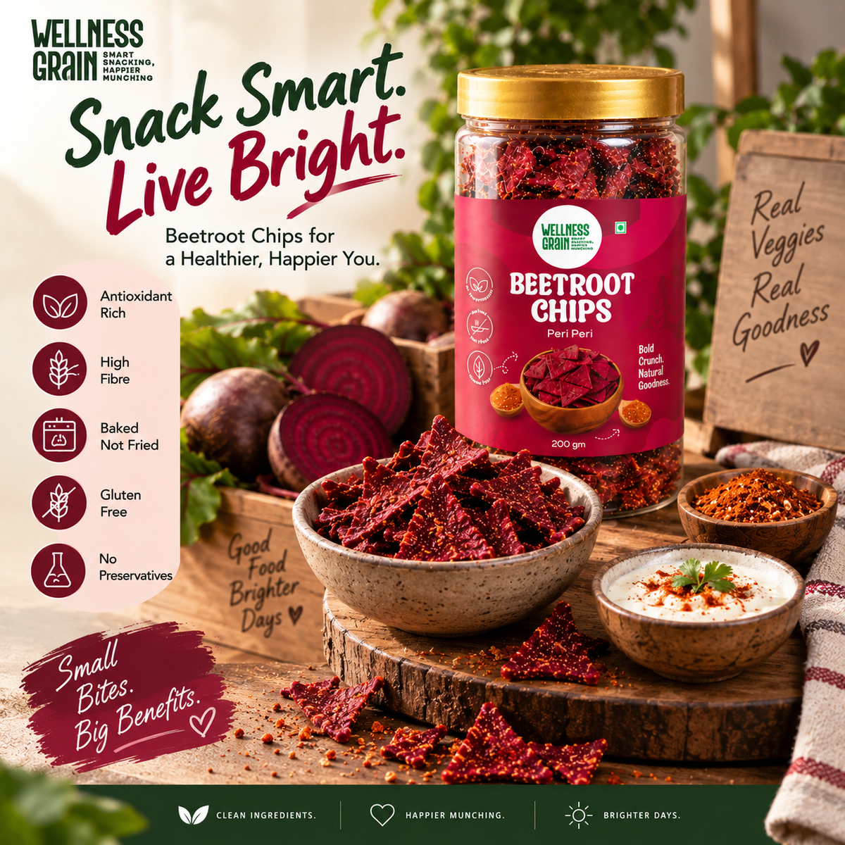 Beetroot Chips – Peri Peri | Baked, Gluten-Free & High-Fibre Snack