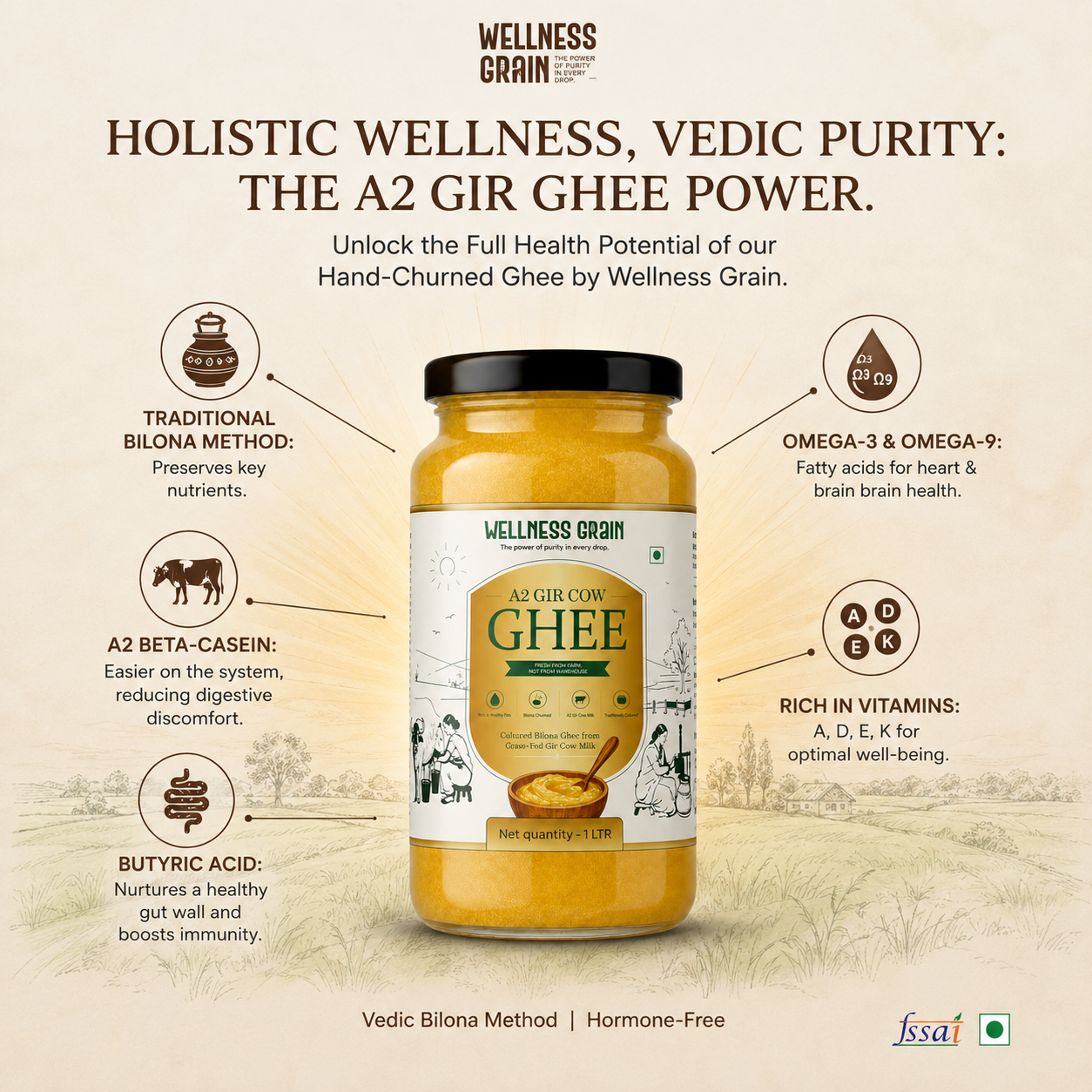 A2 Gir Cow Bilona Ghee Fresh Batch | Lab Tested | Grass Fed