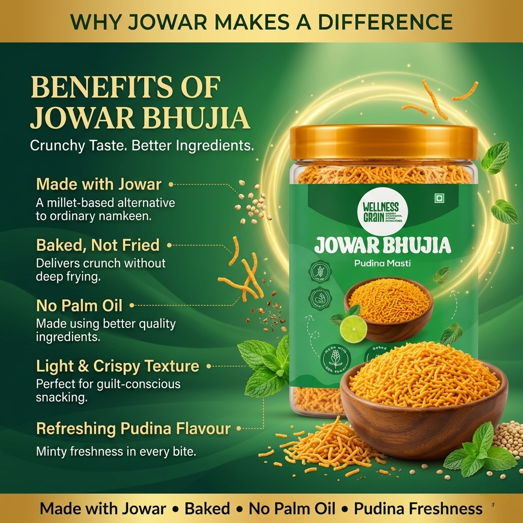 Jowar Bhujia – Pudina Masti | Baked| Zero Maida|No Palm oil