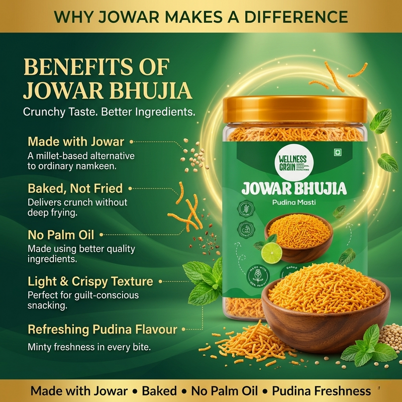 Jowar Bhujia – Pudina Masti | Real Mint, Amchur & Himalayan Spices | Zero Maida