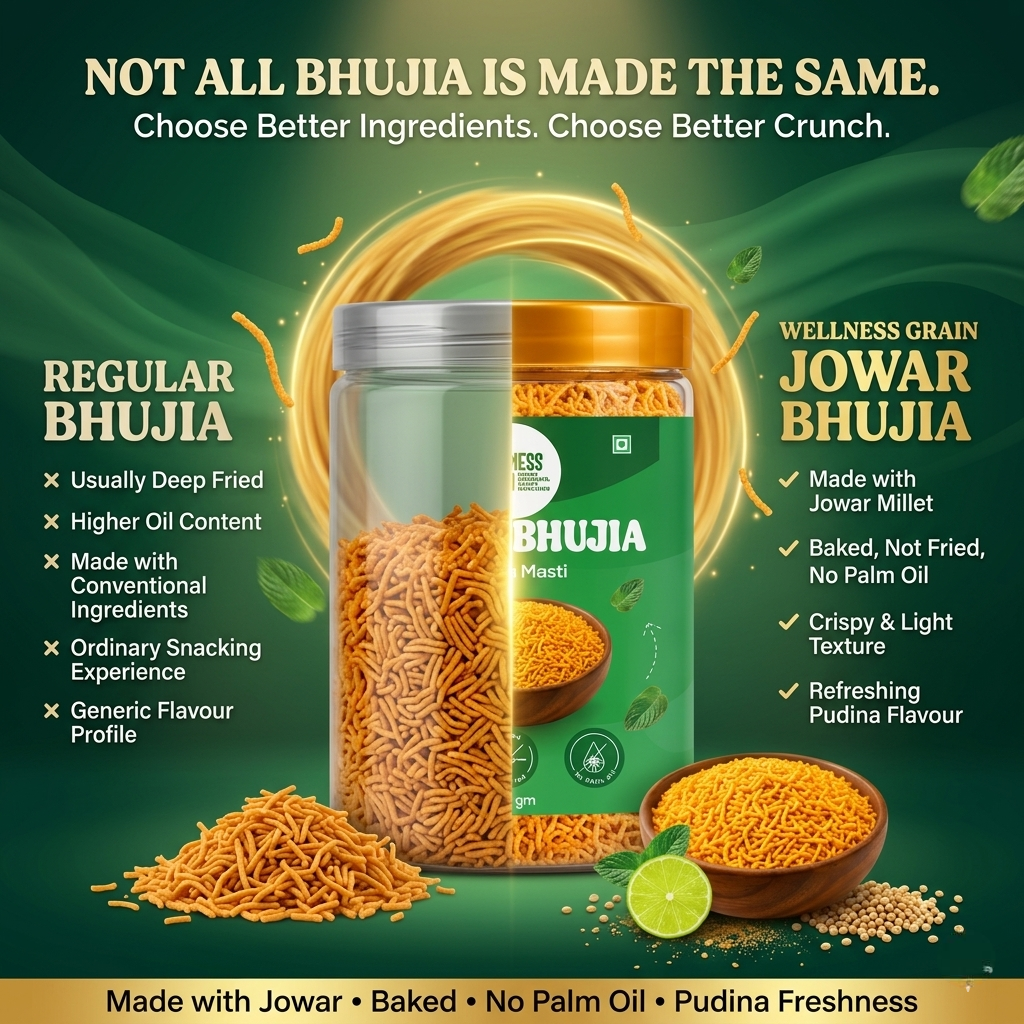 Jowar Bhujia – Pudina Masti | Baked| Zero Maida|No Palm oil