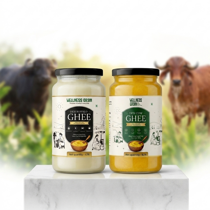 Pure A2 Desi Cow Ghee & A2 Buffalo Ghee - Complete Indian Kitchen Combo