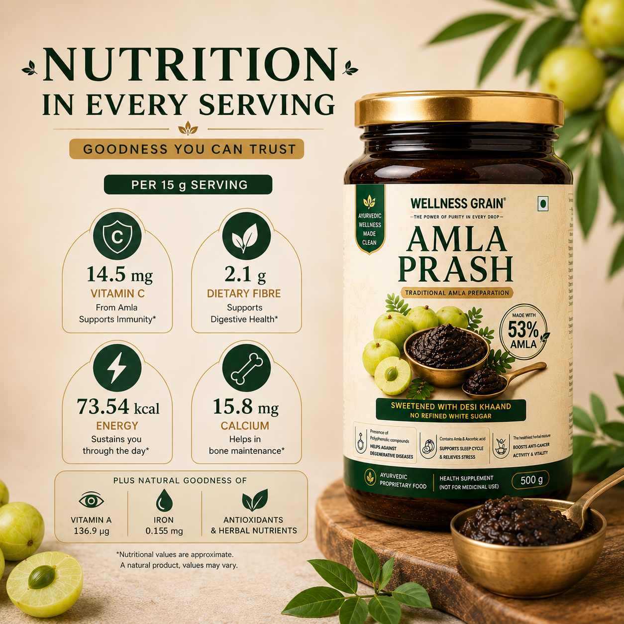 Amla Prash (350 gm) with 53% Amla, 31 Traditional Herbs & A2 Gir Cow Ghee, No Added Sugar (Buy 1 Get 1 Free )