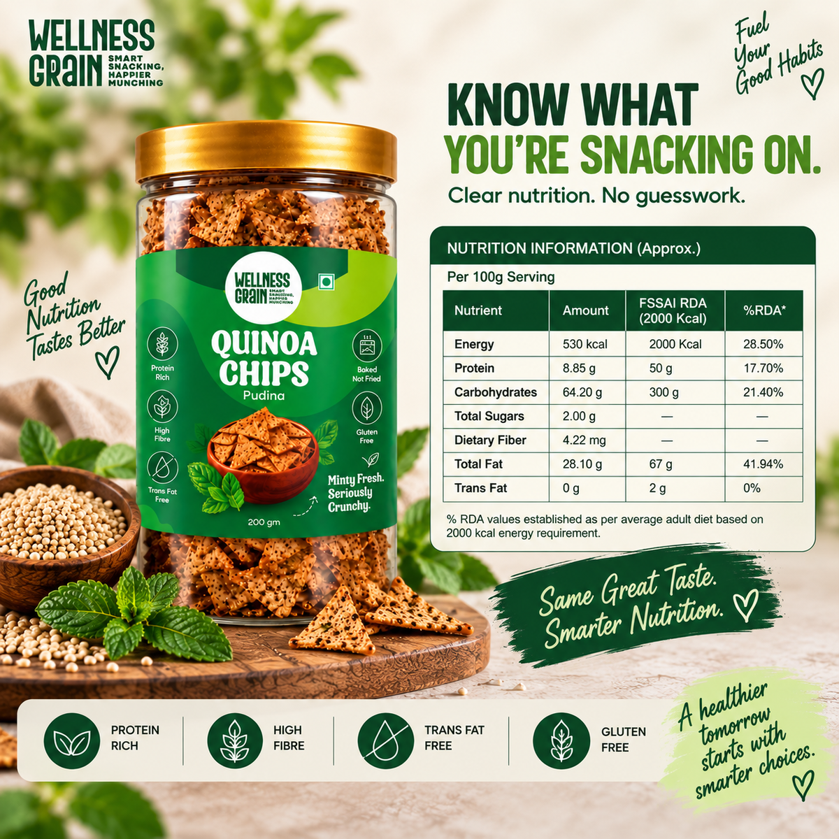 Quinoa Chips – Pudina | Baked, Protein-Rich & High-Fibre Snack