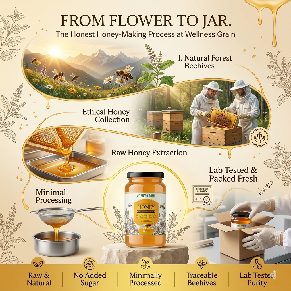 Raw Wild Forest Honey – Dark, Multiflora & Sustainably Harvested - Wellness Grain