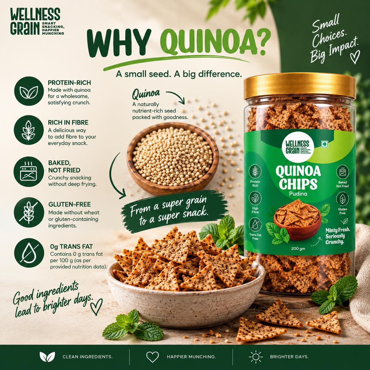 Quinoa Chips – Pudina | Baked, Protein-Rich & High-Fibre Snack